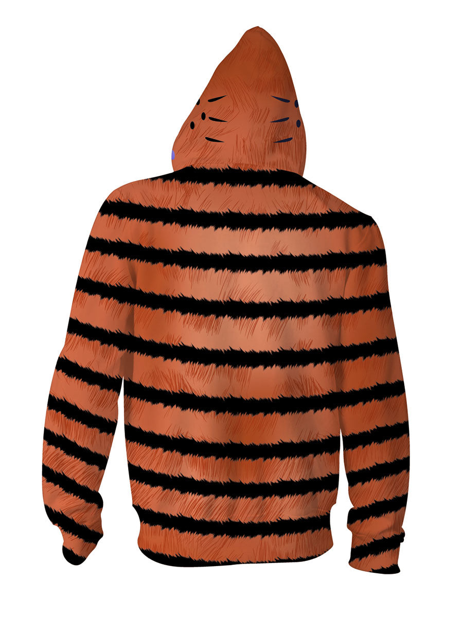 Orange Evil Cat Striped Hooded Sweatshirt