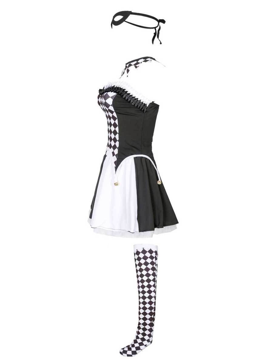 Black and White Checkered Clown Costume