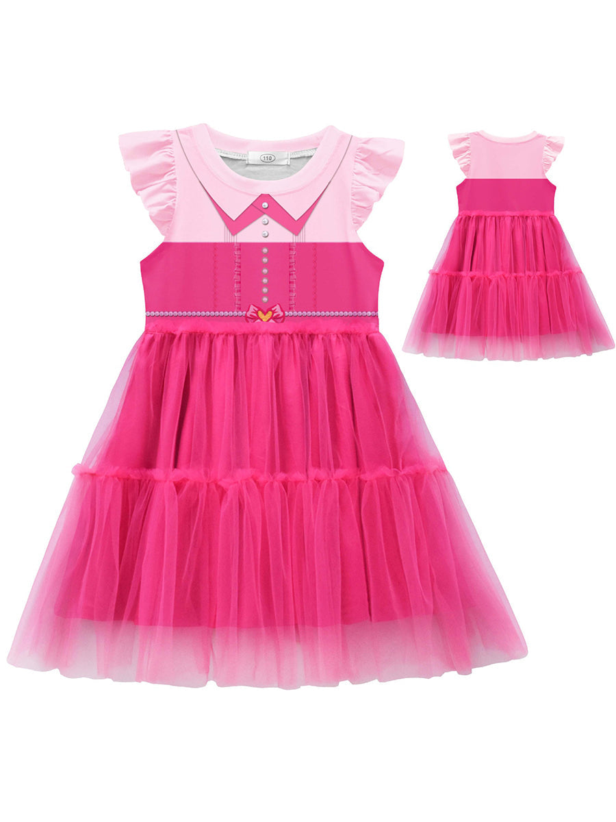 Girls Pink Tiered Tulle Princess Dress