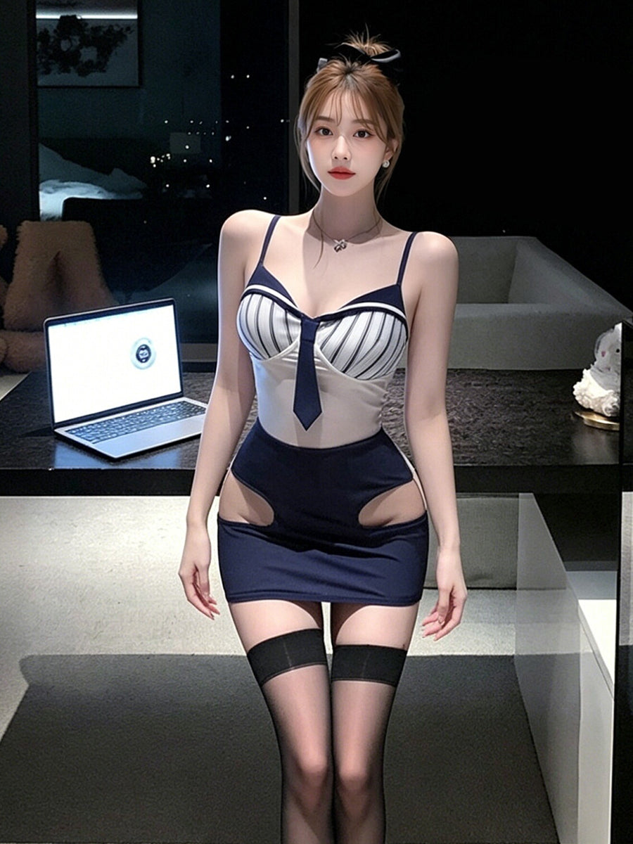 Navy Office Lady Bodycon Dress