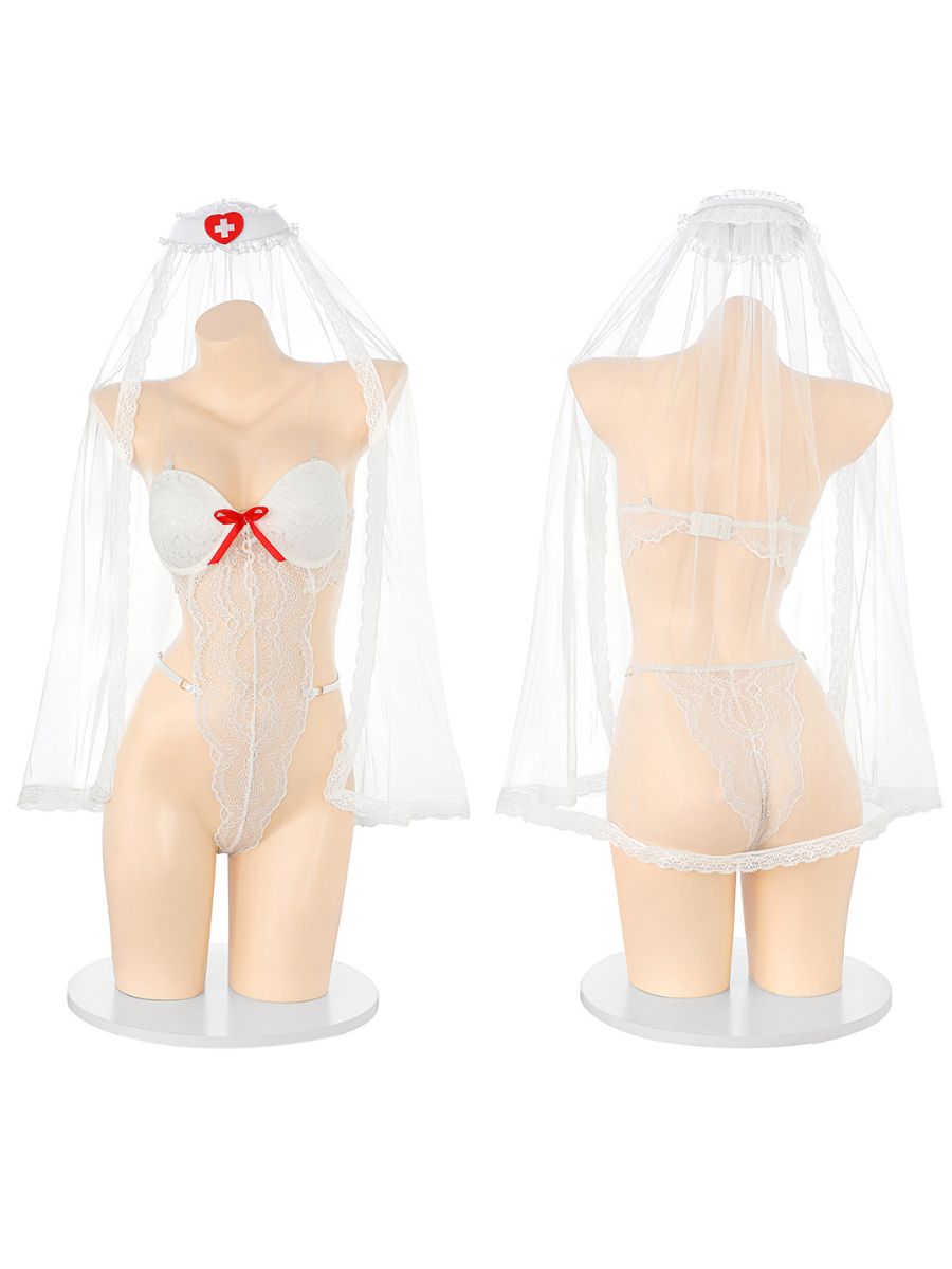 Nurse Bride Lingerie Set with Veil