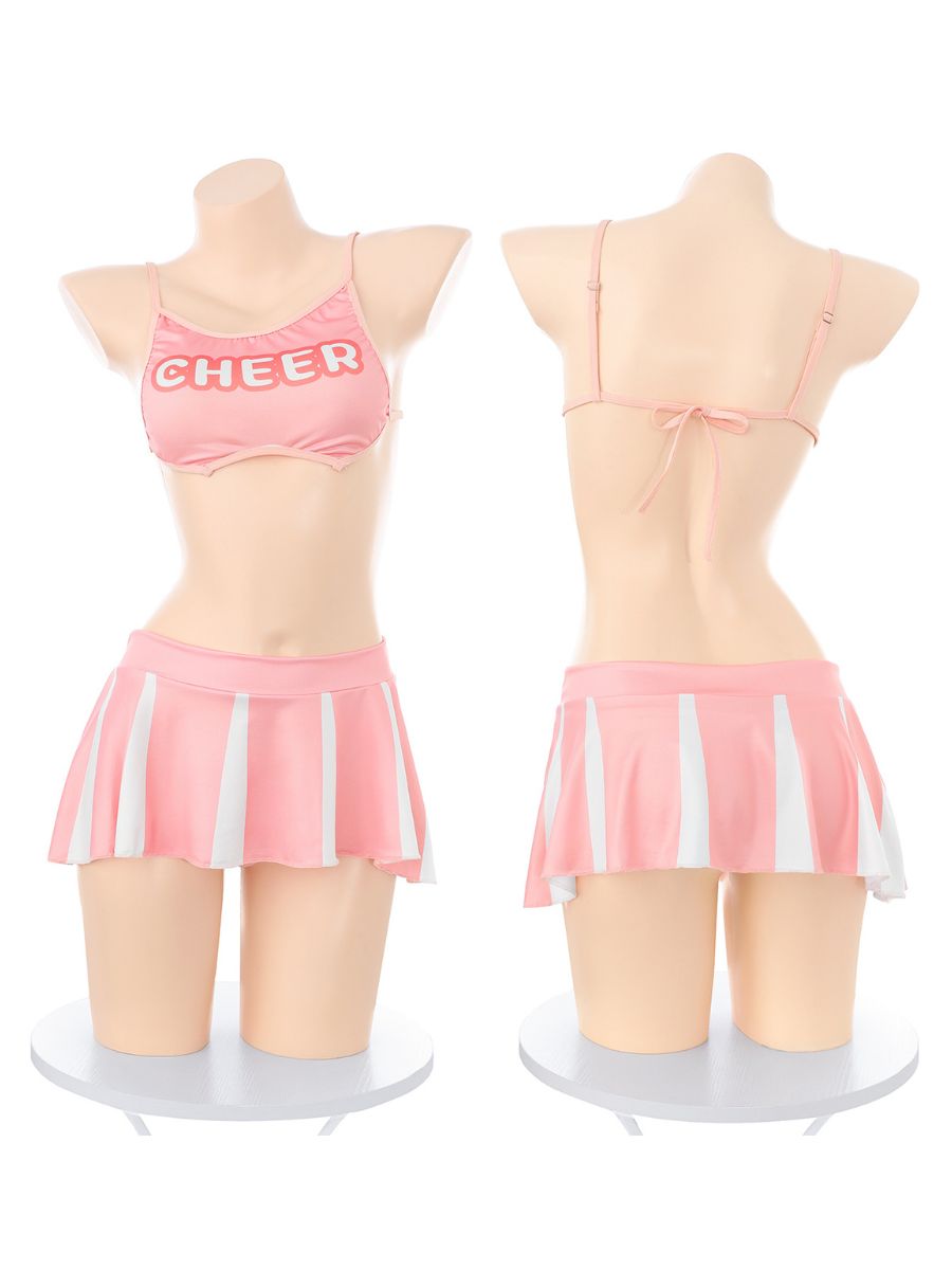 Pink Cheerleader Cosplay Lingerie Set