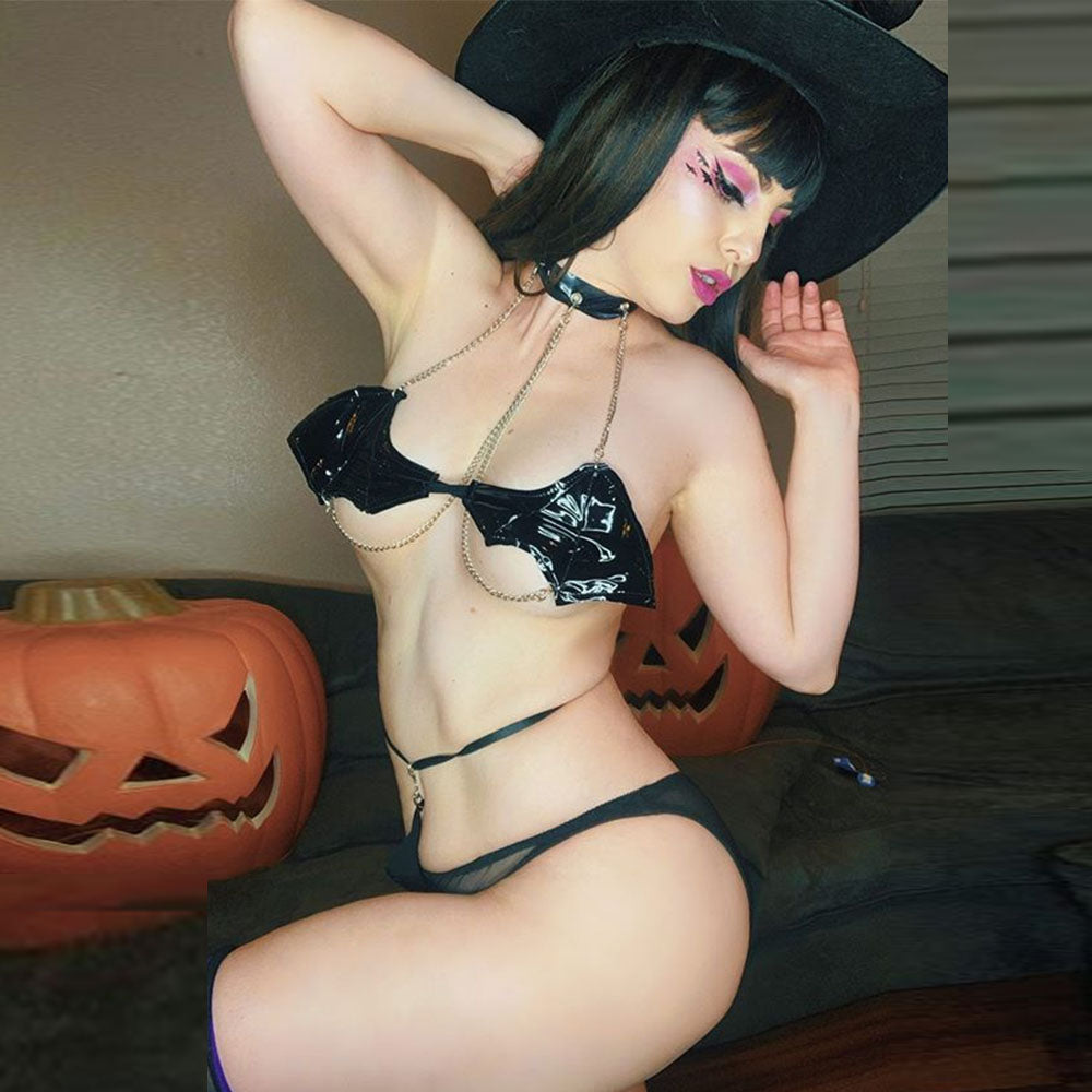 Sexy Succubus Lingerie Devil Bat Halter Bikini Uniform Japanese Cosplay Costume