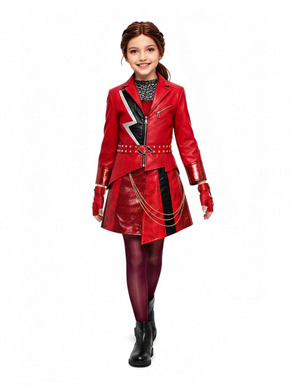 Descendants 5 Red Costume Descendants Wicked Wonderland PU Leather Red Princess Outfit