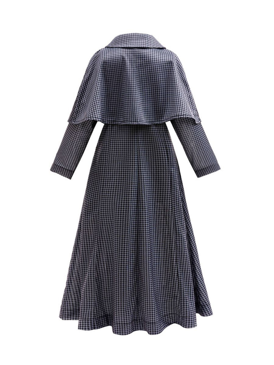 Kids Gothic Houndstooth Cape Coat