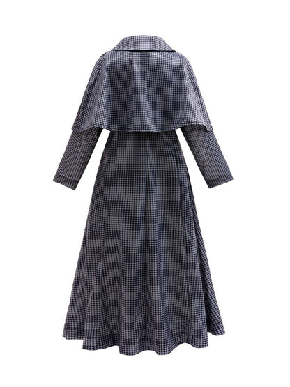 Kids Gothic Houndstooth Cape Coat