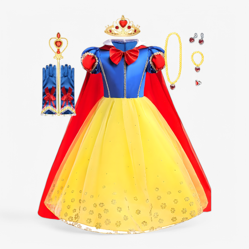 Magical Princess Dress for Girls – Complete with Crown, Magic Wand, Gloves, and Jewelry