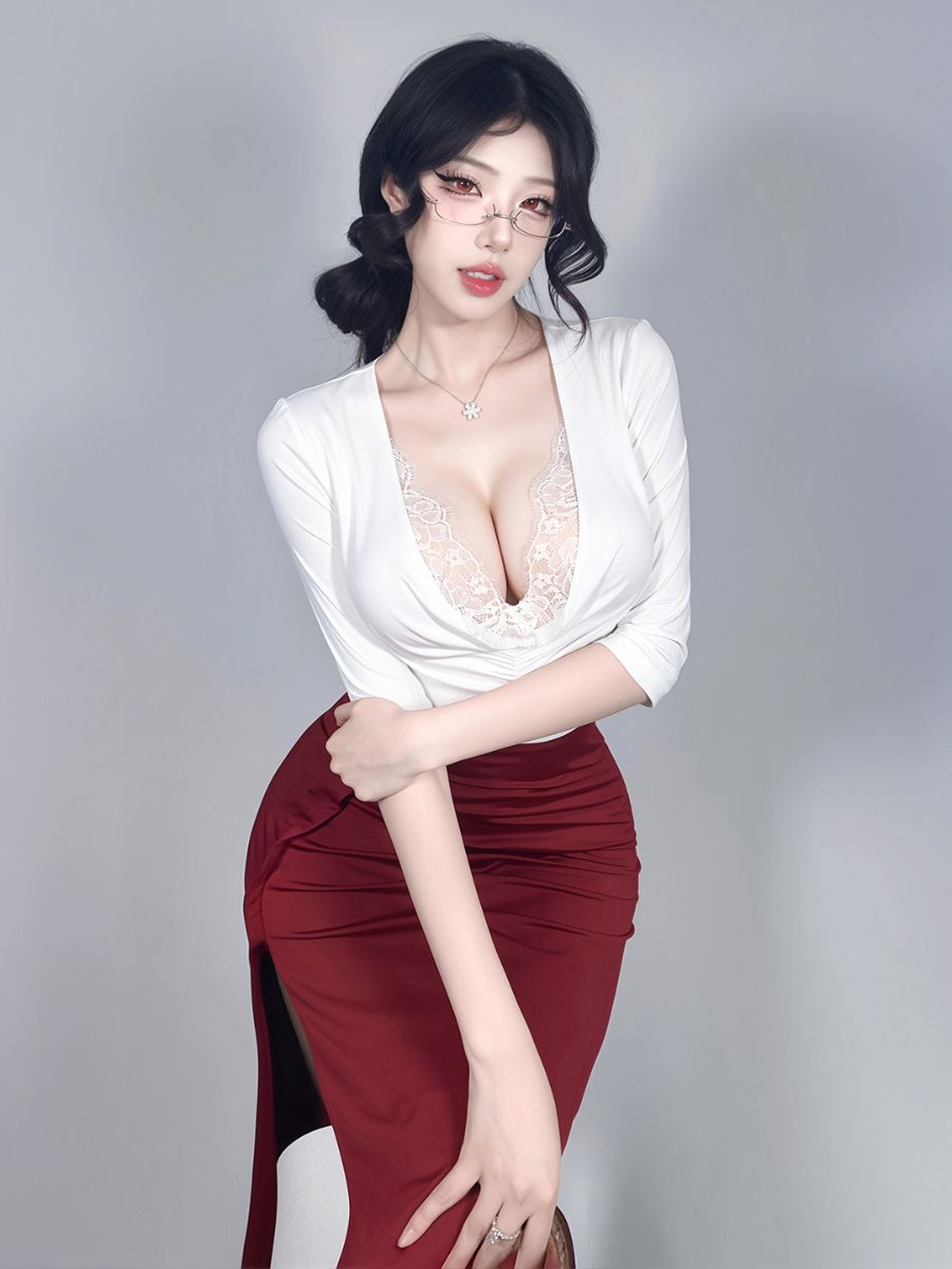 2PC Deep V Secretary Costume