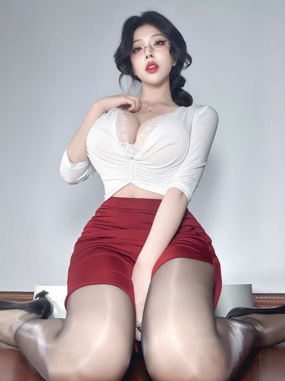 2PC Deep V Secretary Costume