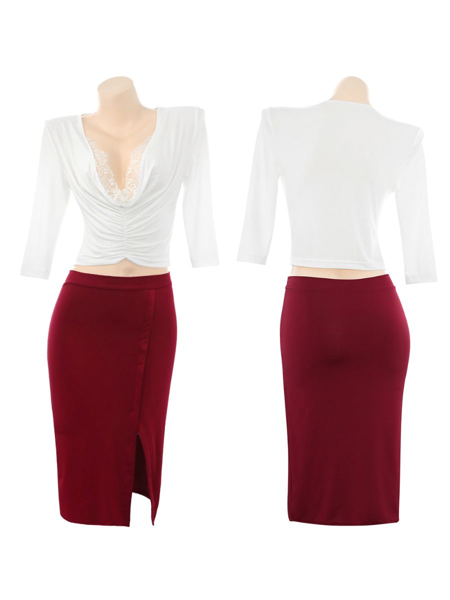 2PC Deep V Secretary Costume