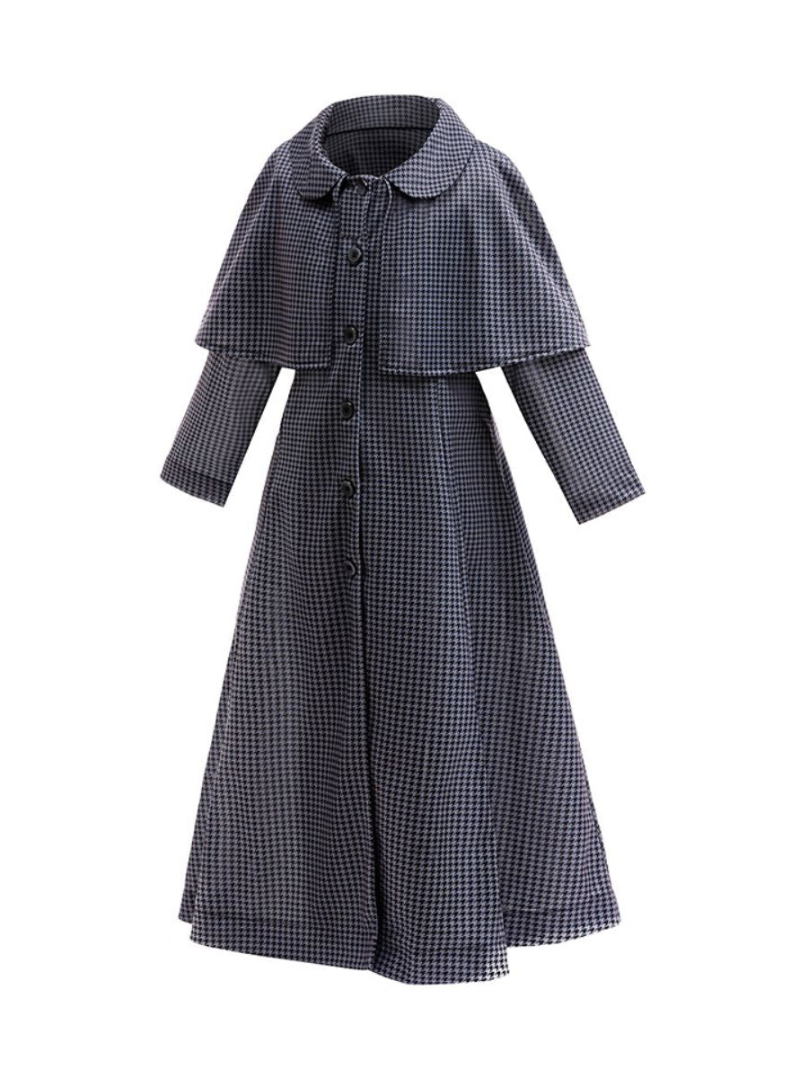 Kids Gothic Houndstooth Cape Coat