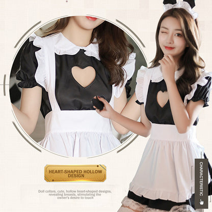 French Maid Uniform Cat Cosplay Lingerie Costume Cute Keyhole Nightwear Babydoll