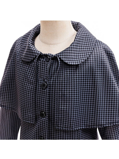 Kids Gothic Houndstooth Cape Coat