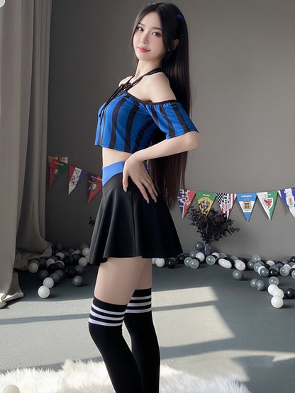 Sexy Cheerleader Costume Lace Up V Neck Football Girl Cosplay Outfit for Adult