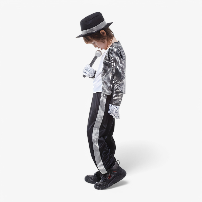 Joyful Rockstar Costume for Kids – Shiny Jacket, Hat, and Gloves Set