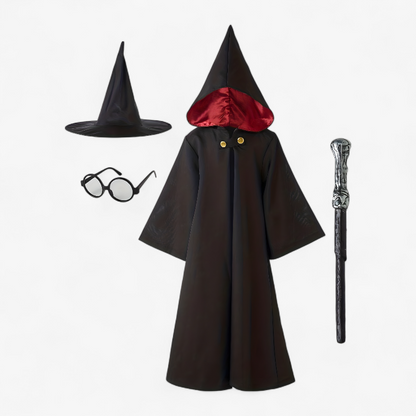 Wizard Costume Set for Boys – Includes Cape, Hat, Wand, and Glasses for Magical Adventures