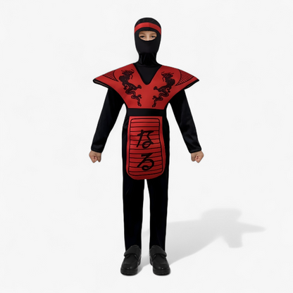 Ninja Warrior Costume for Kids – Includes Mask, Belt, and Red Armor