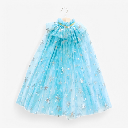 Enchanting Princess Set – Snowflake Cape with Crown and Magic Wand