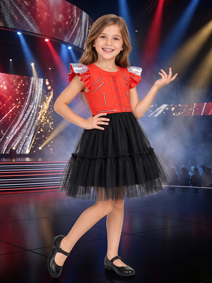 Girls 3D Print Pop King Dress