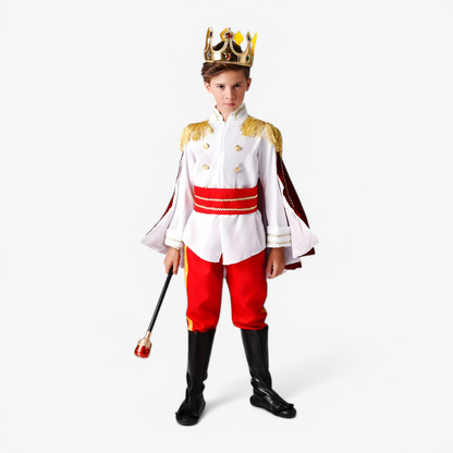 Children's Prince Costume – Royal Outfit with Crown, Staff, and Cape