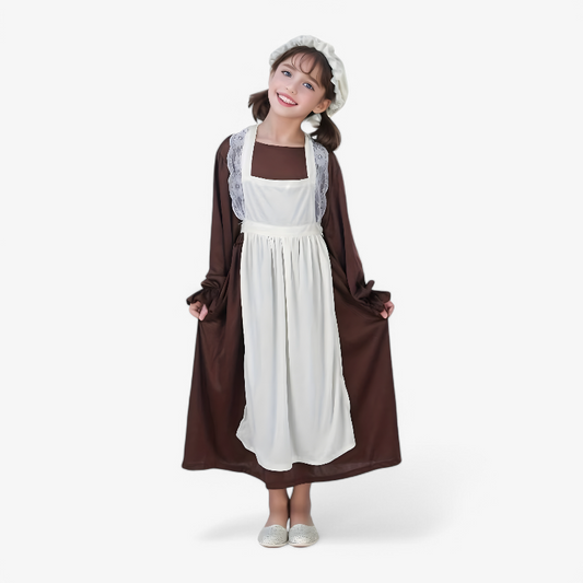 Vintage Pinafore Dress for Girls – Includes Hat and Lace Details