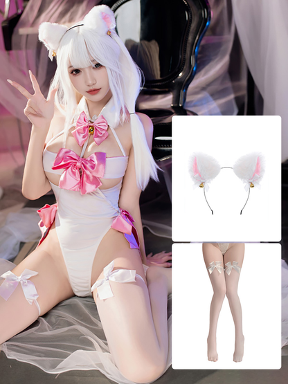 Ribbon Bow Cupless Teddy Lingerie