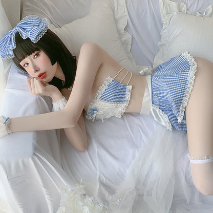 Sexy Lace Anime Lingerie Maid Apron Tube Top Cosplay Babydoll Costume