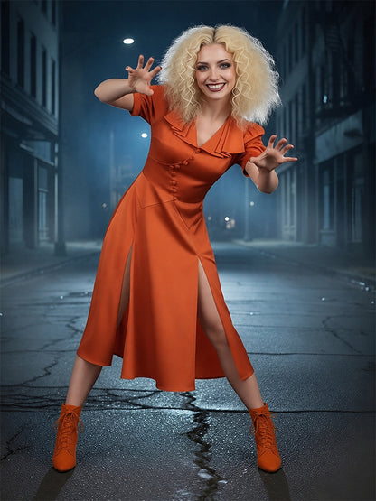 Scary Red Satin Midi Dress