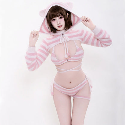 Plush Striped Bear Costume