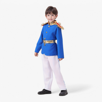 Charming Blue Prince Outfit for Boys – Costume with Golden Accents and Epaulettes