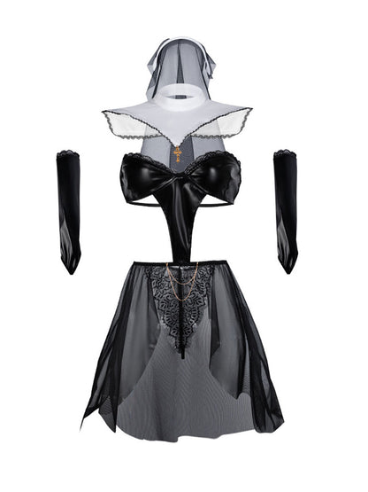 PU Leather Nun Cutout Bodysuit