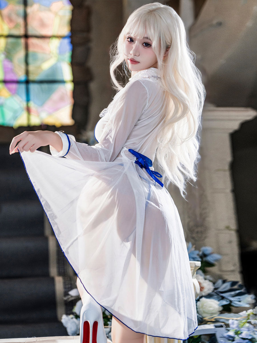 White Nun High Slit Dress
