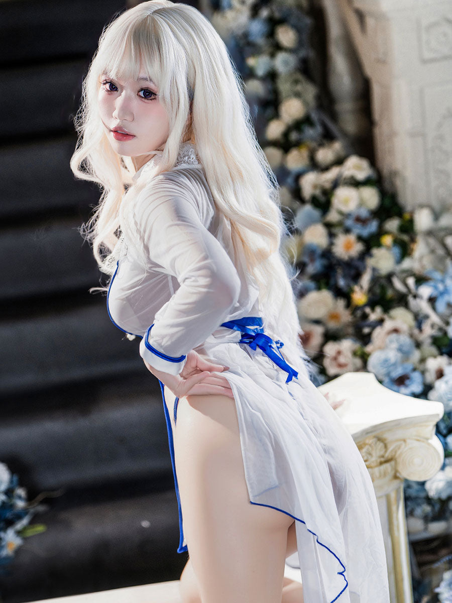 White Nun High Slit Dress