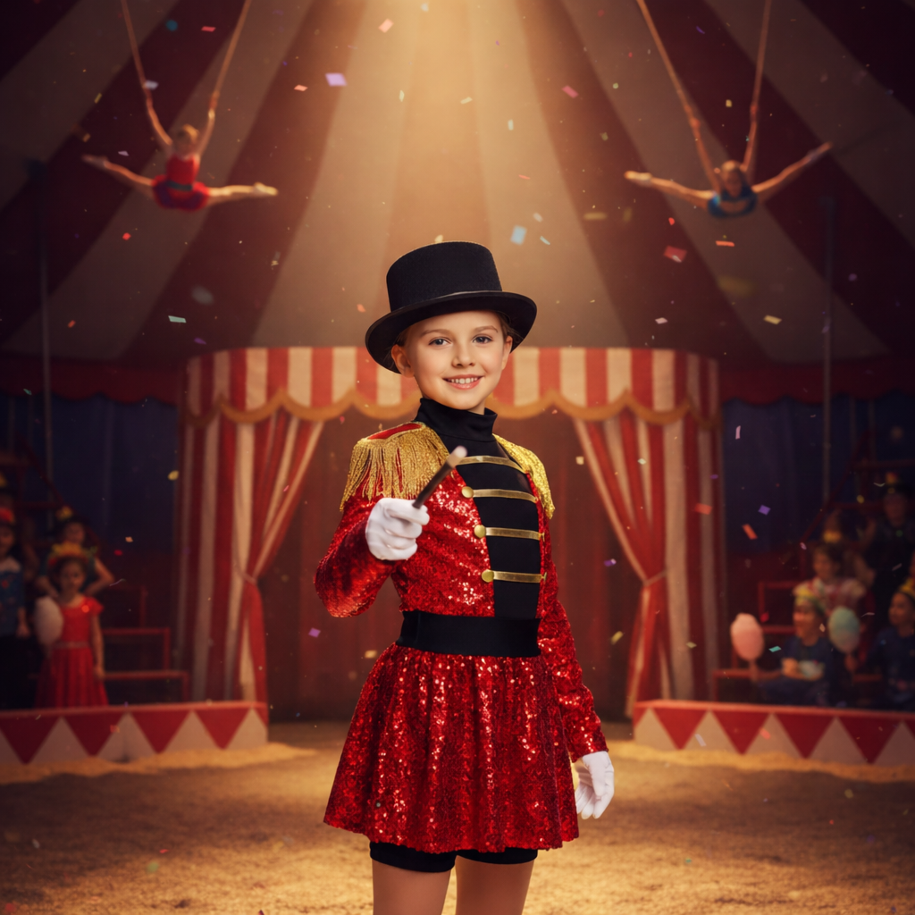 Circus Director Costume for Kids – Complete with Hat, Gloves, and Magic Wand