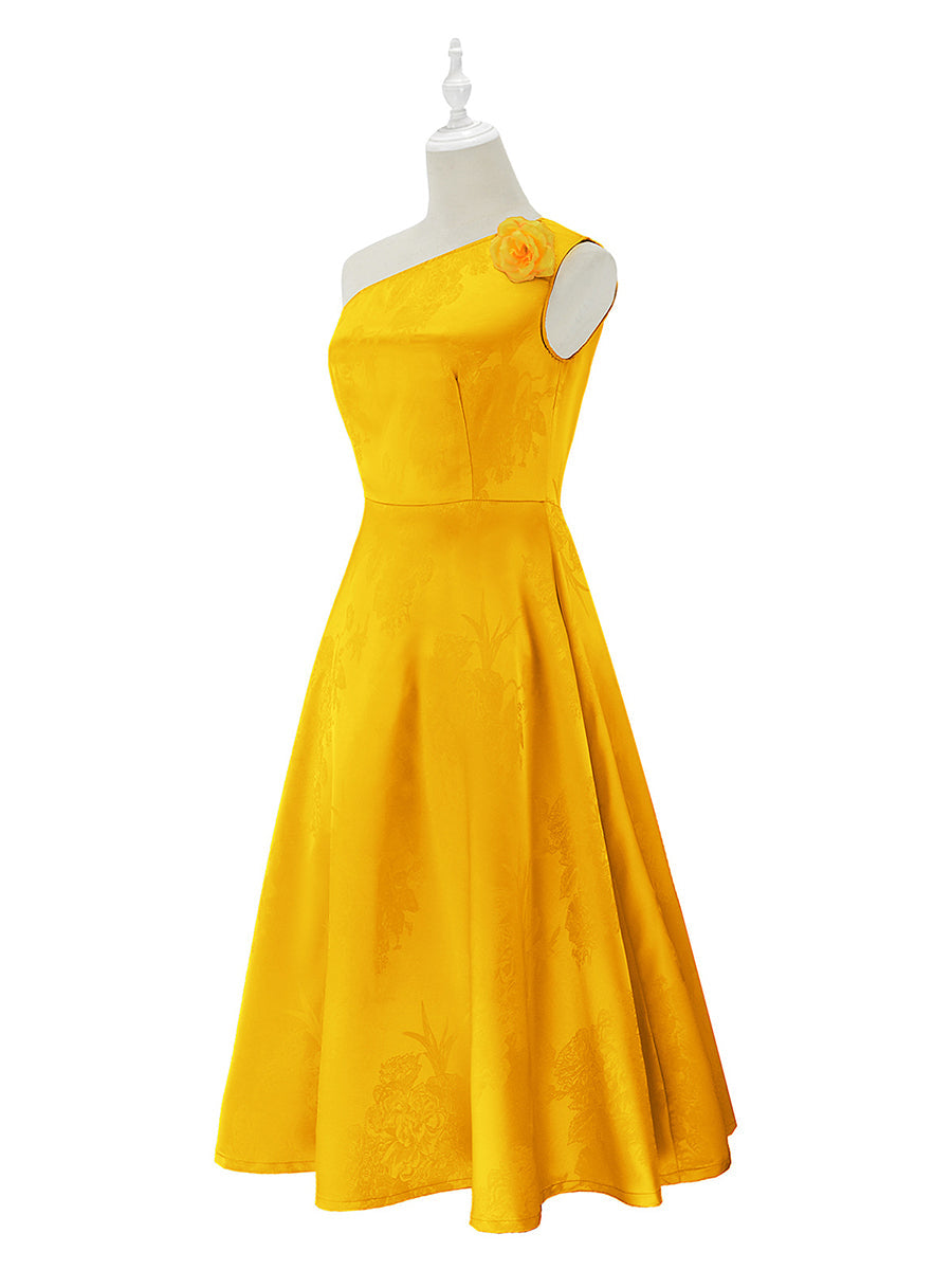 Yellow Bunny-Inspired One Shoulder Dress with Headwear