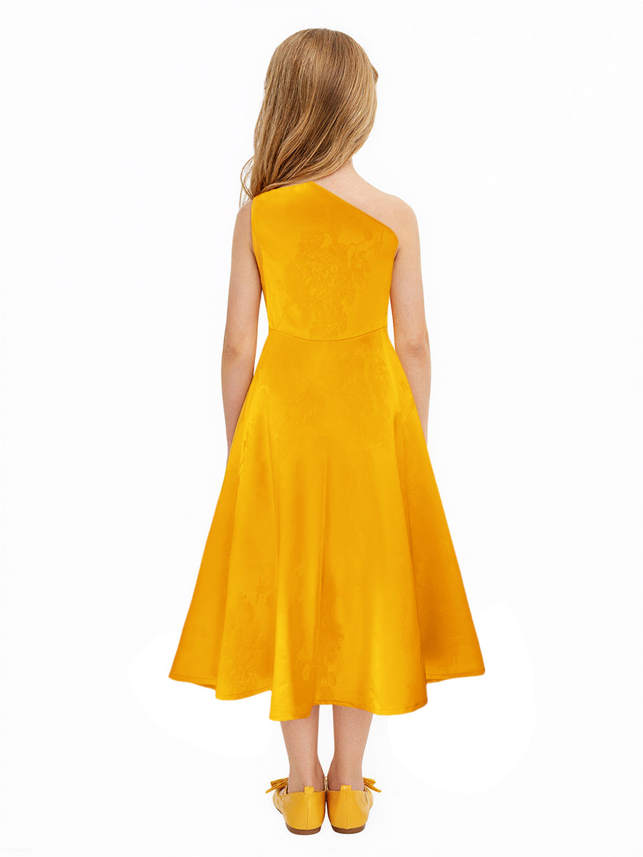 Yellow Bunny-Inspired One Shoulder Dress with Headwear