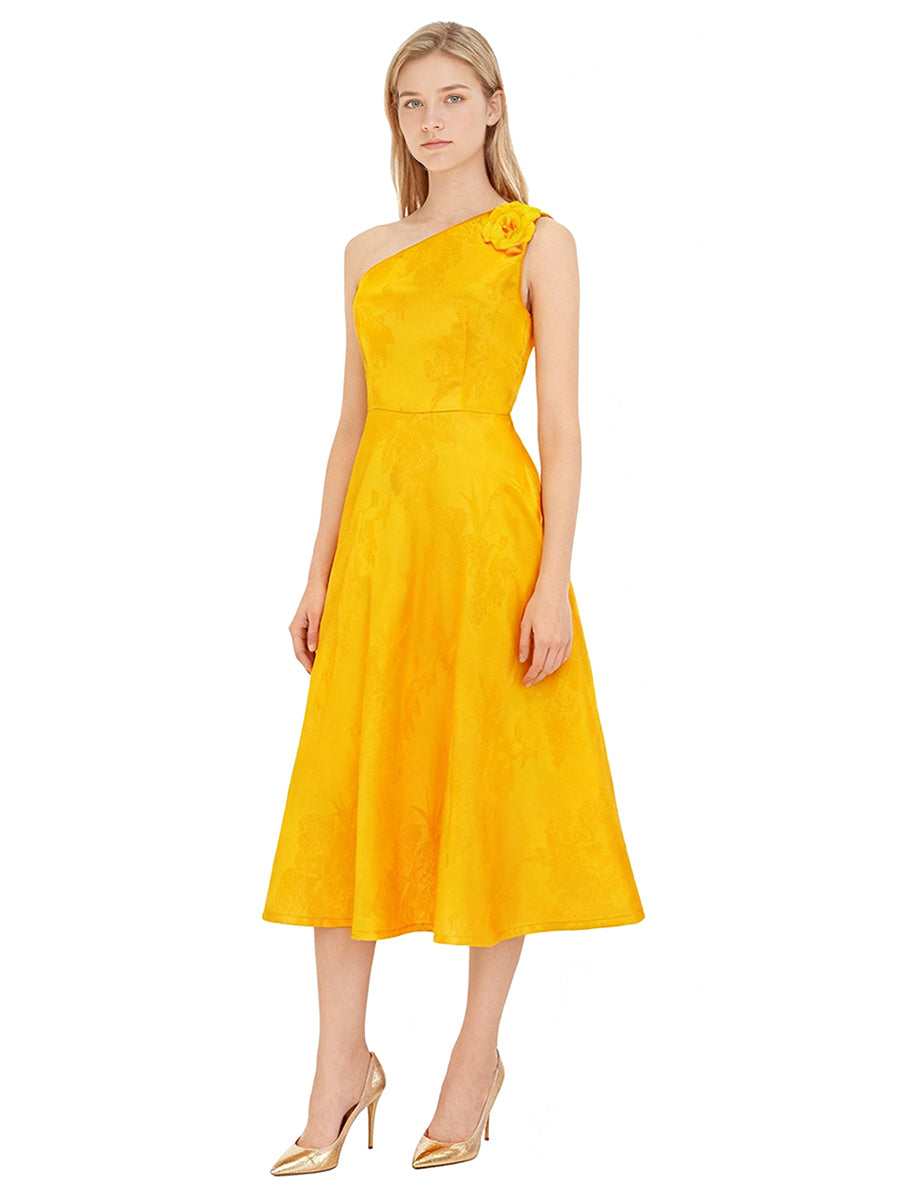 Yellow Bunny-Inspired One Shoulder Dress with Headwear