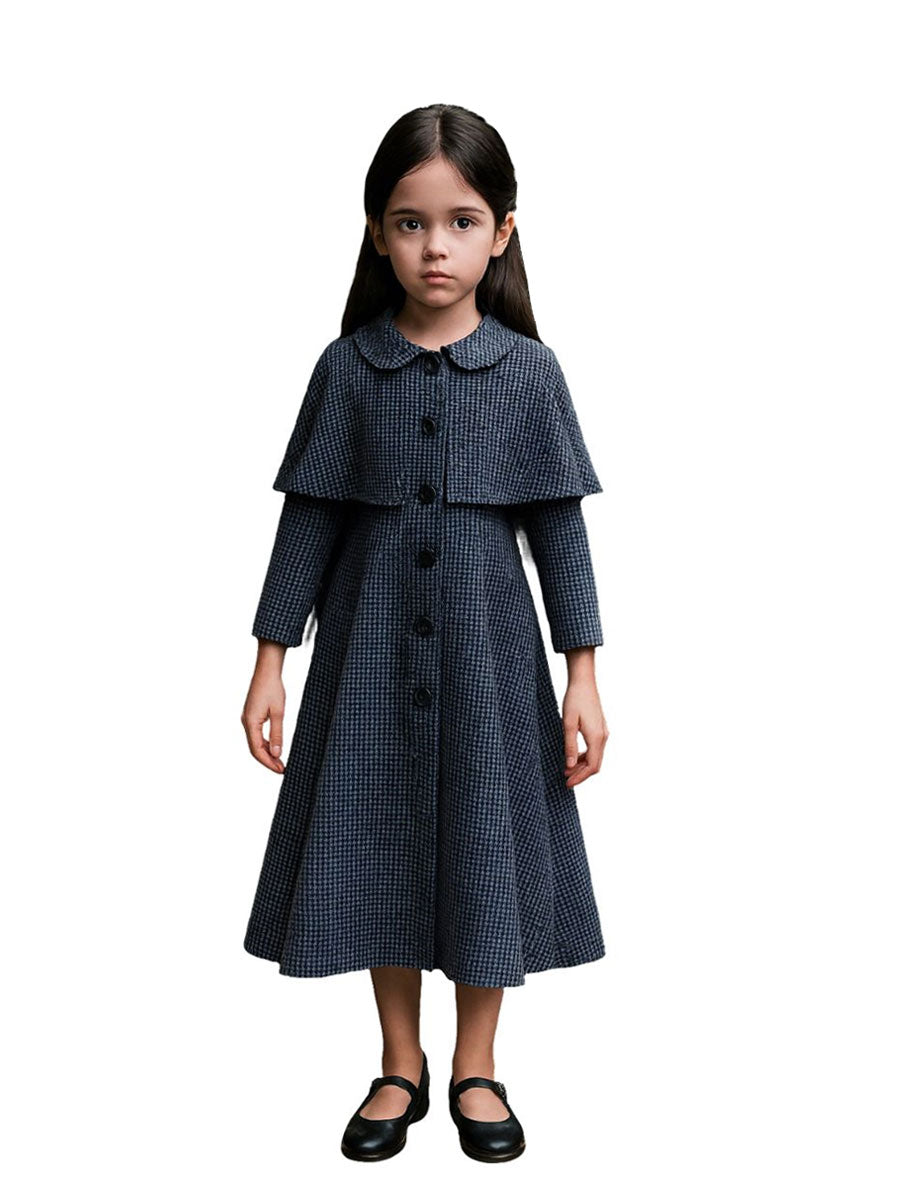 Kids Gothic Houndstooth Cape Coat