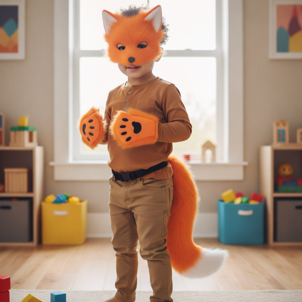 Cute Fox Costume Set for Kids – Includes Ears, Tail, and Paws