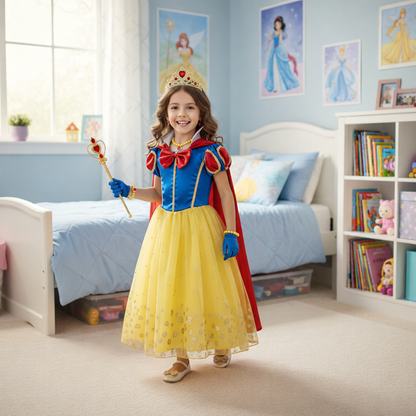 Magical Princess Dress for Girls – Complete with Crown, Magic Wand, Gloves, and Jewelry