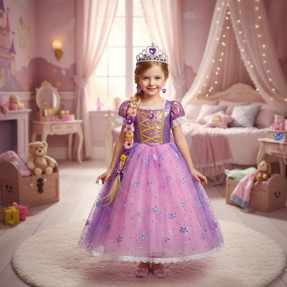 Enchanting Purple Princess Dress – Includes Crown, Jewelry, and Bag