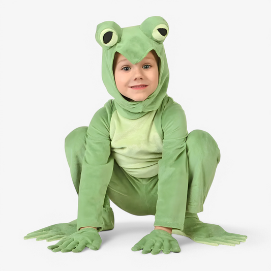 Frog Costume for Kids – Adorable Jumpsuit with Ears and Gloves