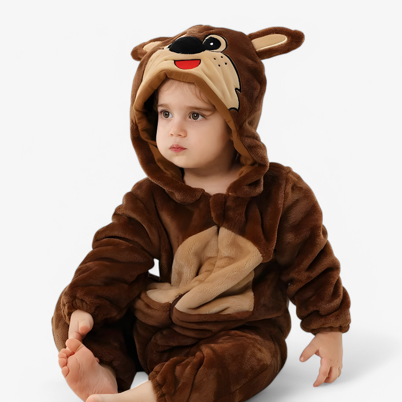 Cute Yellow Animal Onesie for Babies – With Ears and Tail