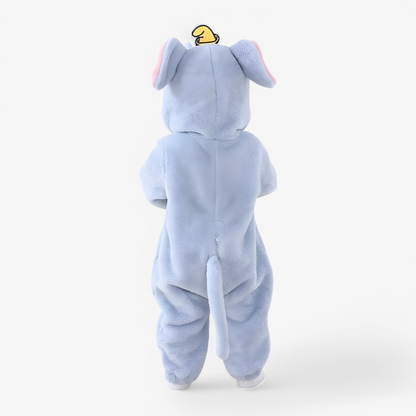 Cute Elephant Baby Onesie – Flannel Romper with Stars, Ears, and Trunk for Babies