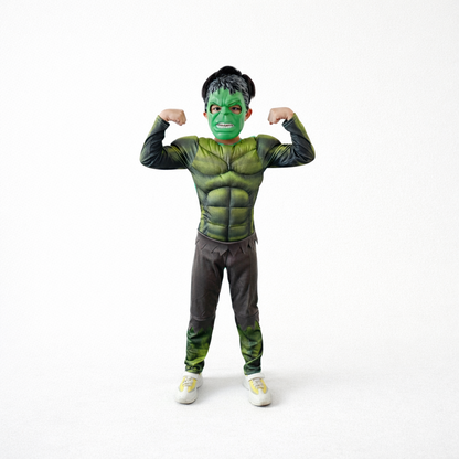 Strong Superhero Costume for Kids – With Muscle Design and Mask