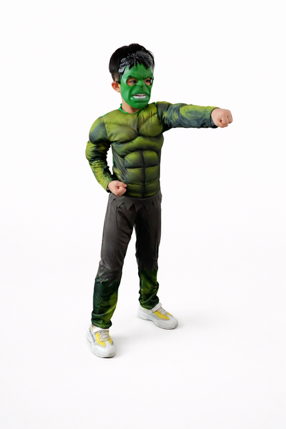 Strong Superhero Costume for Kids – With Muscle Design and Mask