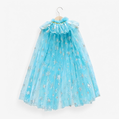 Enchanting Princess Set – Snowflake Cape with Crown and Magic Wand