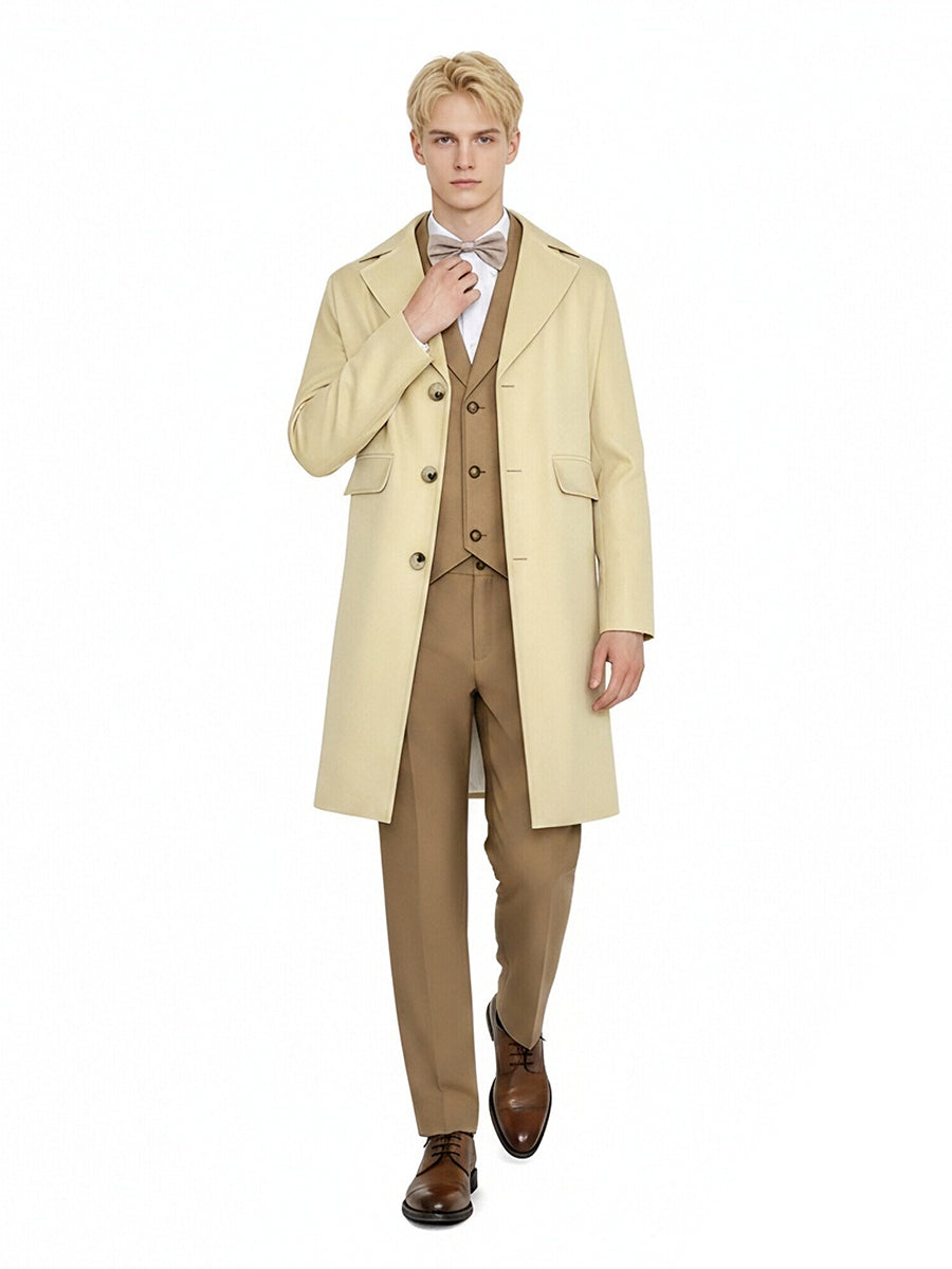Good Omens Aziraphale Costume Heaven Angel Aziraphale Inspired Cream Overcoat and Tan Suit