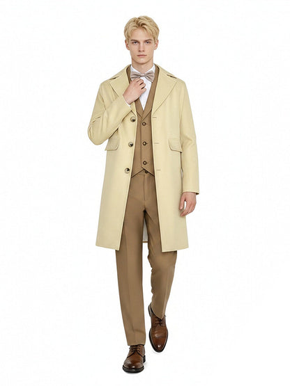 Good Omens Aziraphale Costume Heaven Angel Aziraphale Inspired Cream Overcoat and Tan Suit