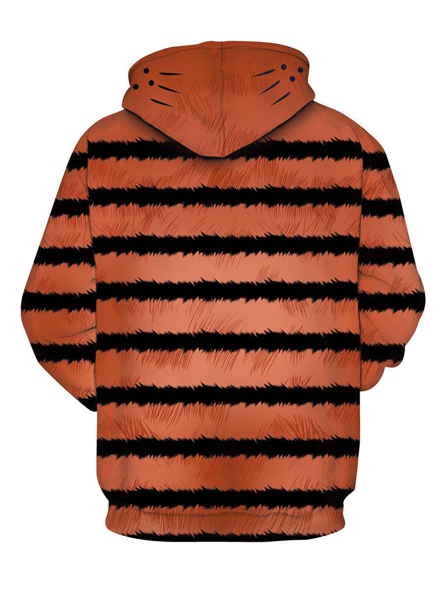 Orange Evil Cat Striped Hooded Sweatshirt